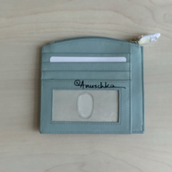 New Anuschka Light Blue Floral Genuine Leather Bag & Zippered Wallet 2 Piece Set - Picture 10 of 16